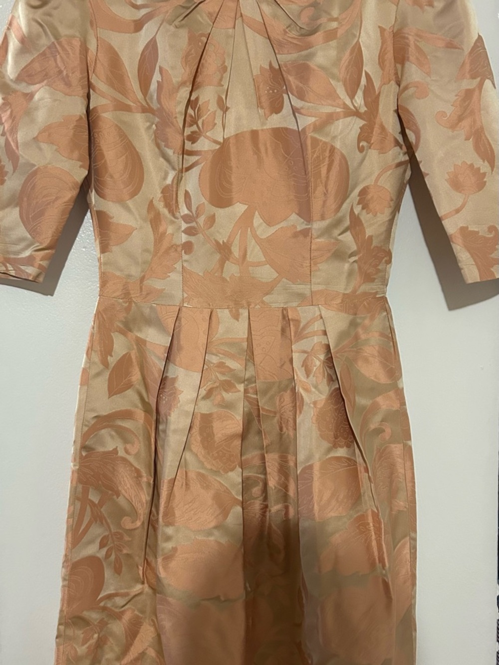 Peach Floral Jacquard Fit-and-Flare Dress